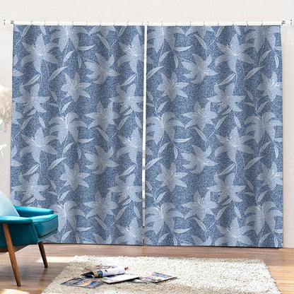 Floral Denim Jeans Pattern Print Pencil Pleat Curtains