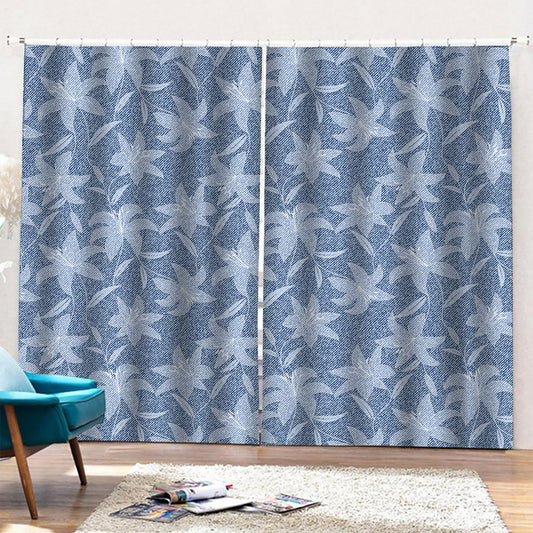 Floral Denim Jeans Pattern Print Pencil Pleat Curtains