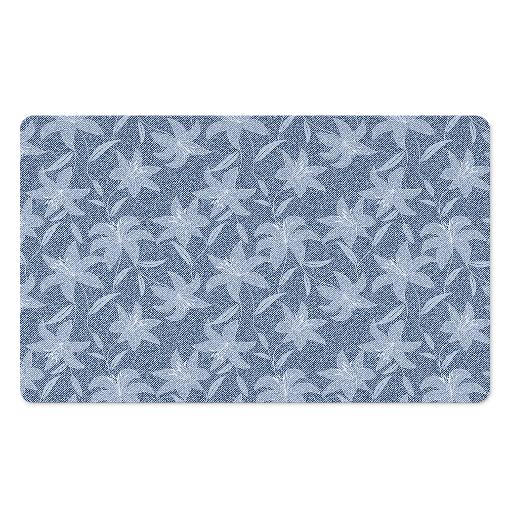 Floral Denim Jeans Pattern Print Polyester Doormat