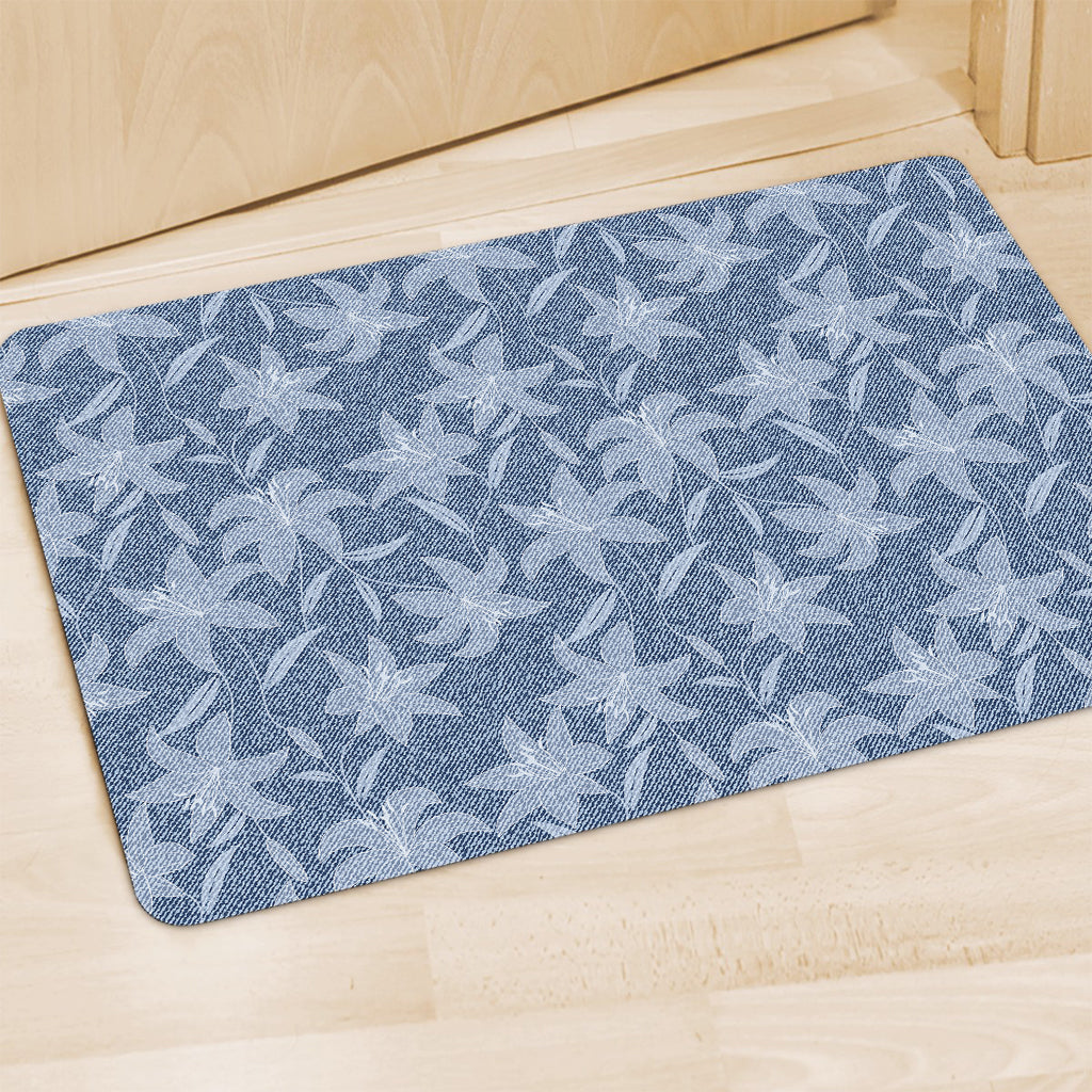 Floral Denim Jeans Pattern Print Polyester Doormat