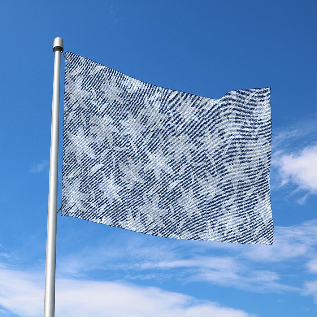Floral Denim Jeans Pattern Print Polyester Flag