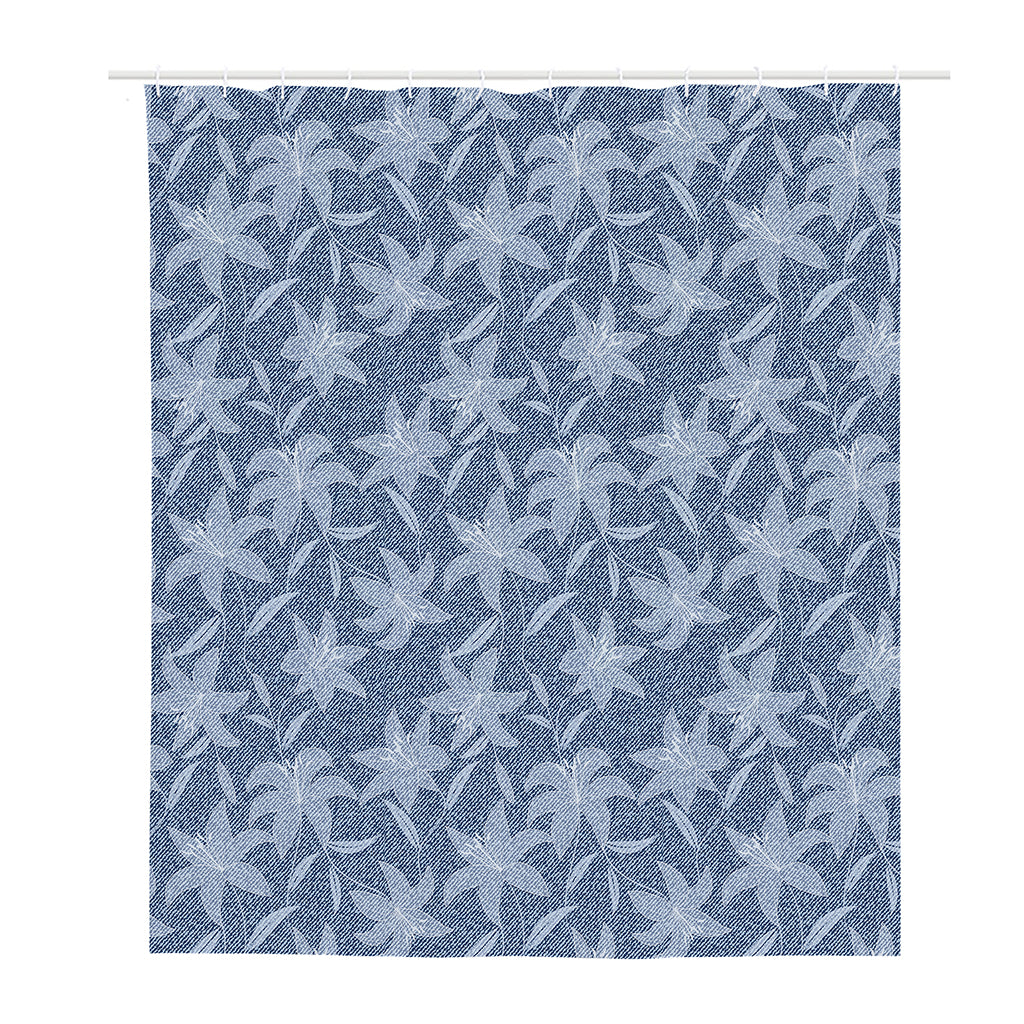 Floral Denim Jeans Pattern Print Polyester Shower Curtain