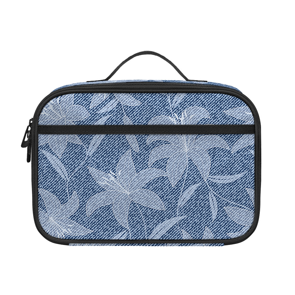 Floral Denim Jeans Pattern Print Portable Lunch Bag