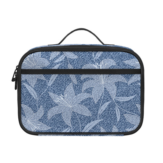 Floral Denim Jeans Pattern Print Portable Lunch Bag