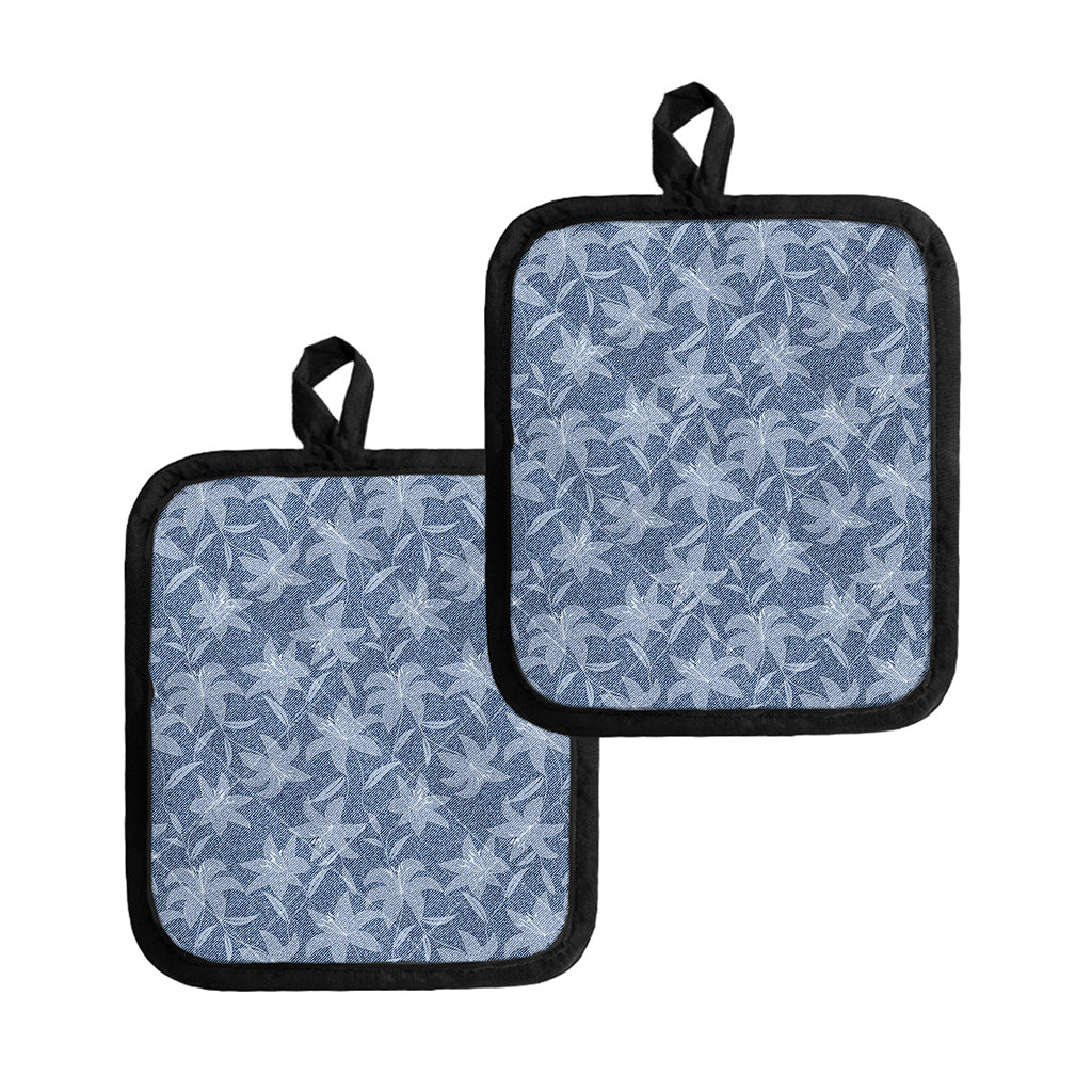 Floral Denim Jeans Pattern Print Pot Holders