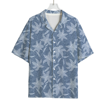 Floral Denim Jeans Pattern Print Rayon Hawaiian Shirt