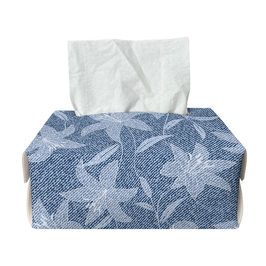 Floral Denim Jeans Pattern Print Rectangle Tissue Box Cover