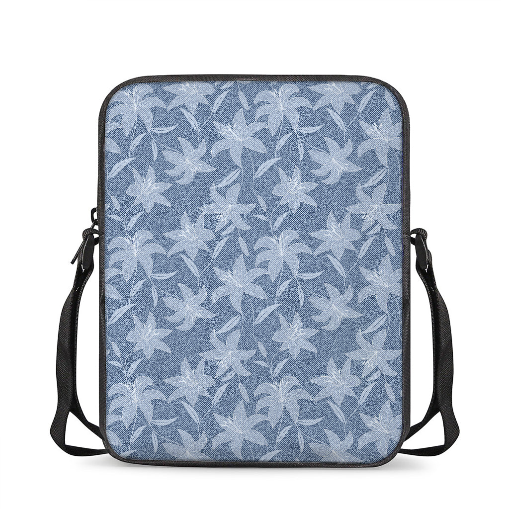 Floral Denim Jeans Pattern Print Rectangular Crossbody Bag