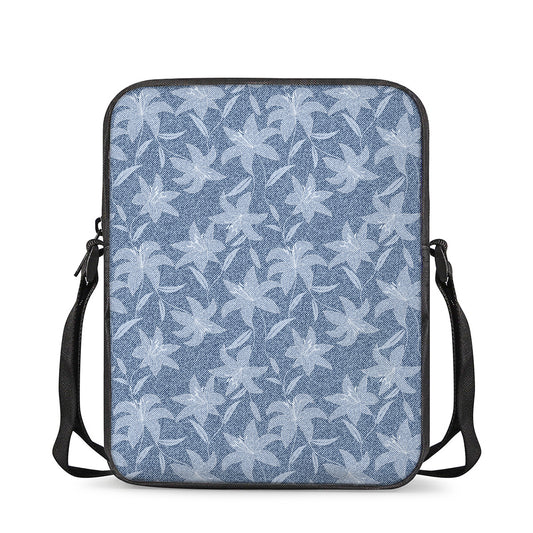 Floral Denim Jeans Pattern Print Rectangular Crossbody Bag