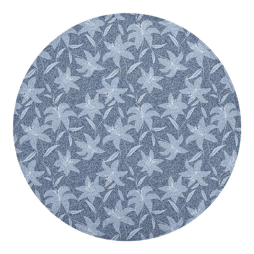 Floral Denim Jeans Pattern Print Round Blanket