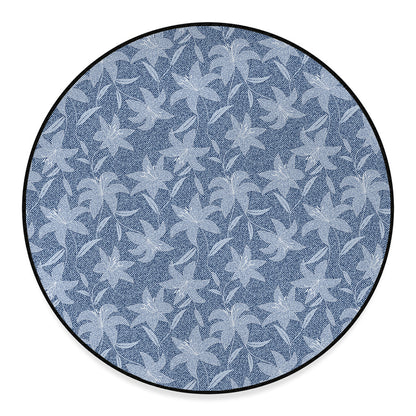 Floral Denim Jeans Pattern Print Round Floor Mat