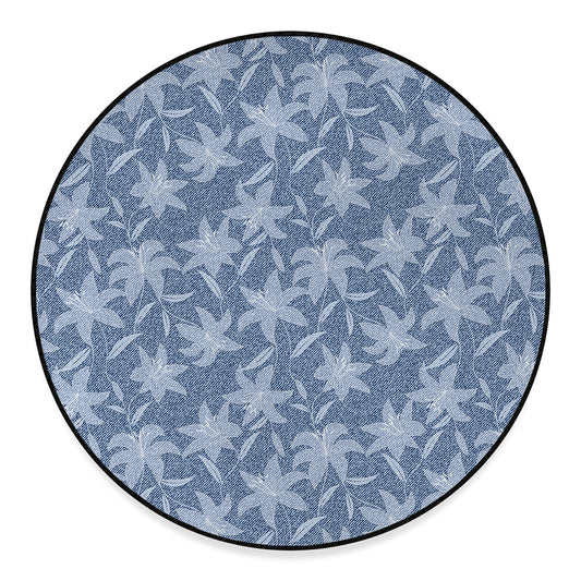 Floral Denim Jeans Pattern Print Round Floor Mat