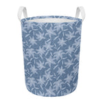 Floral Denim Jeans Pattern Print Round Laundry Basket
