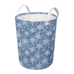 Floral Denim Jeans Pattern Print Round Laundry Basket