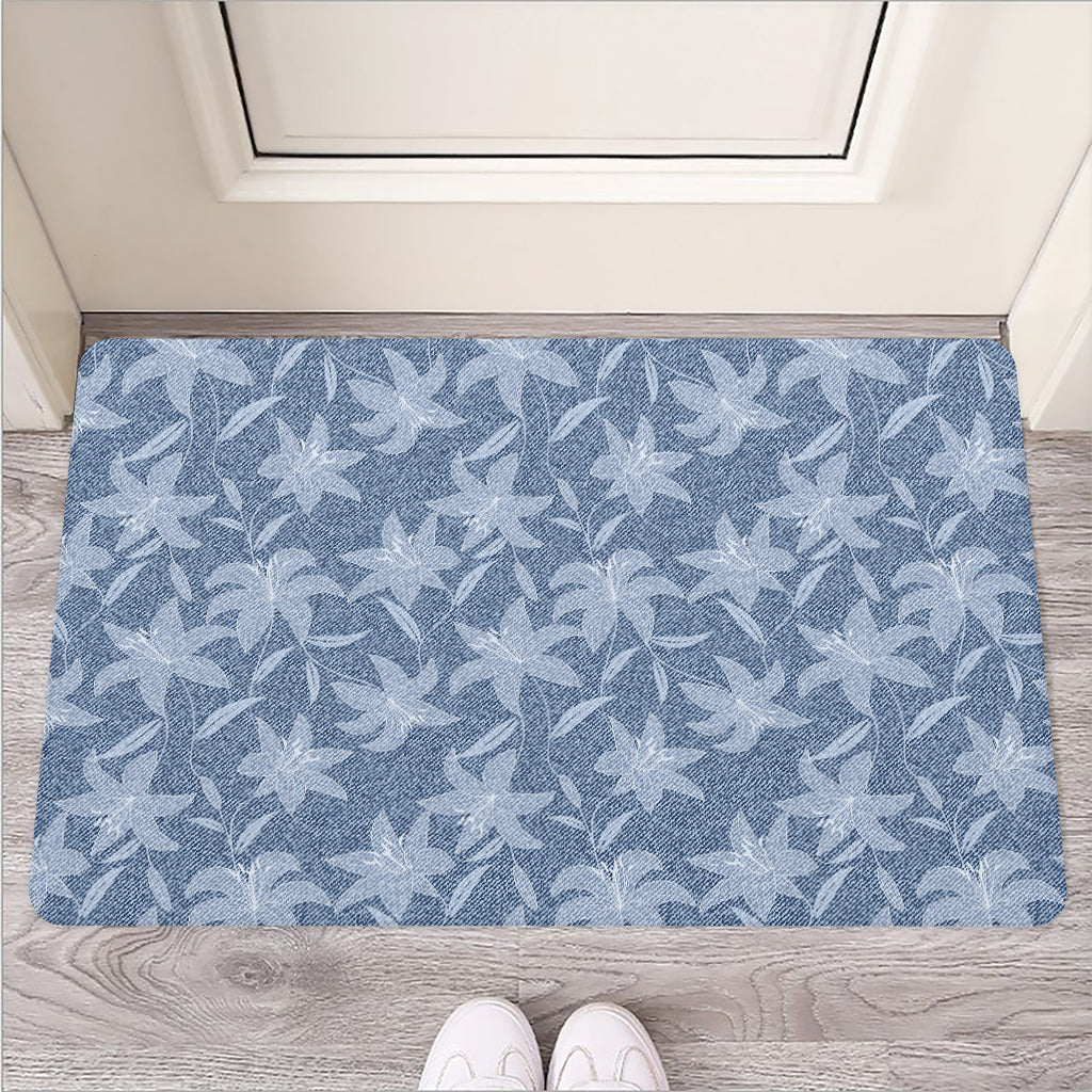 Floral Denim Jeans Pattern Print Rubber Doormat