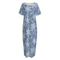 Floral Denim Jeans Pattern Print Short Sleeve Long Nightdress