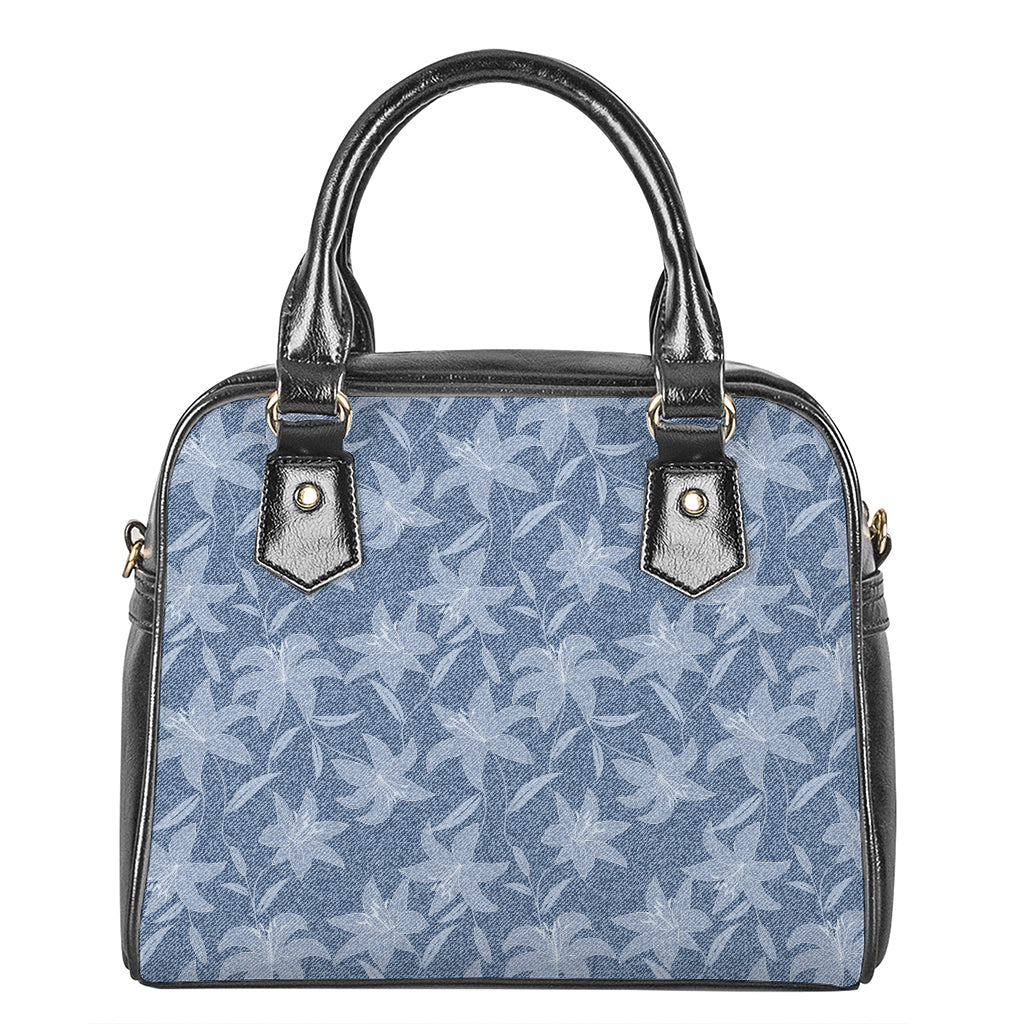 Floral Denim Jeans Pattern Print Shoulder Handbag