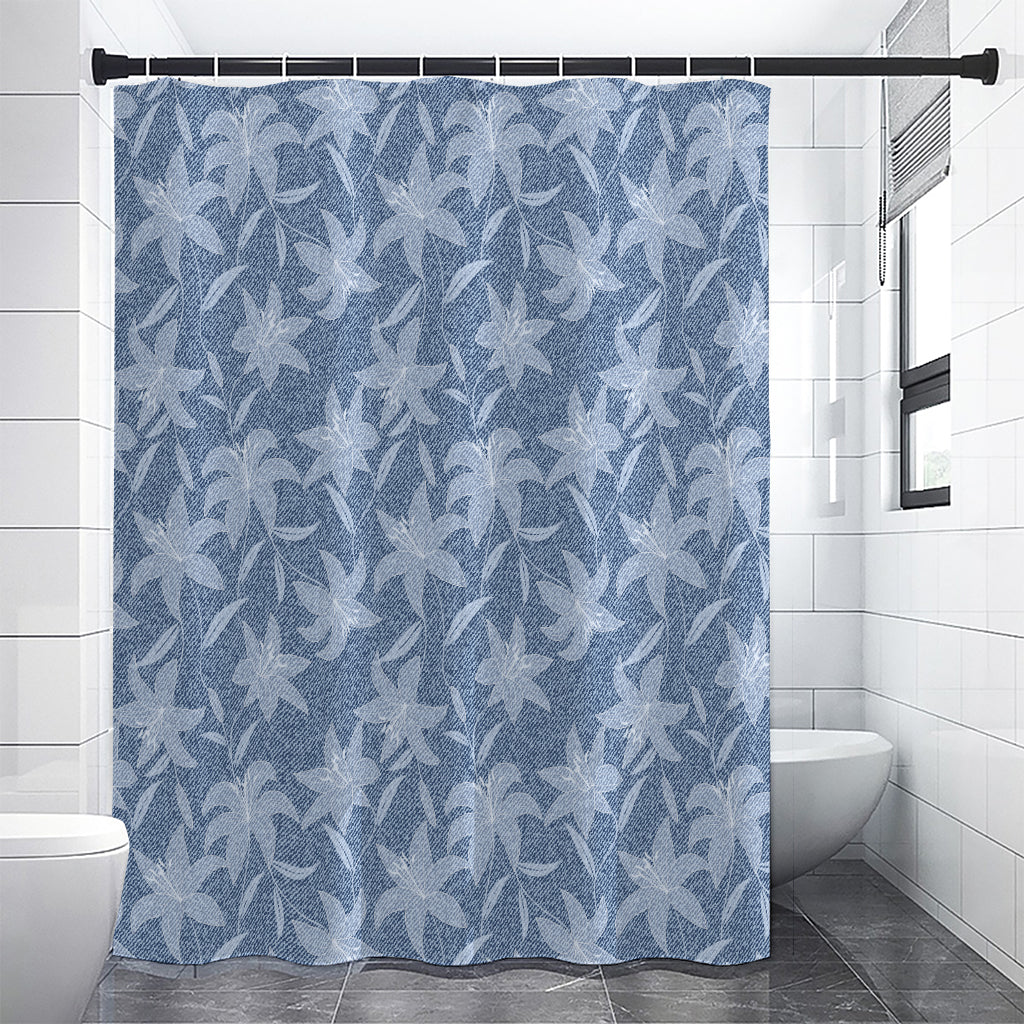 Floral Denim Jeans Pattern Print Shower Curtain