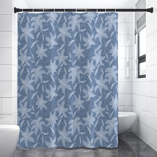 Floral Denim Jeans Pattern Print Shower Curtain