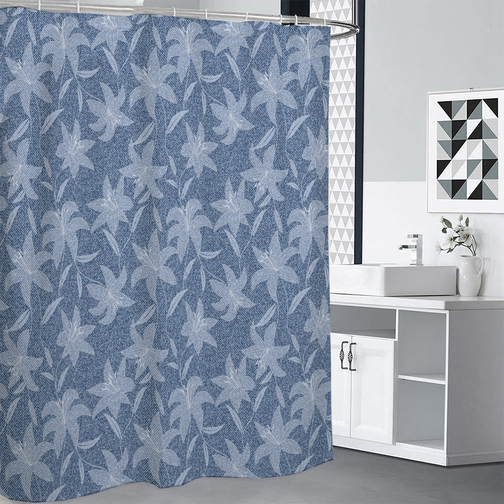 Floral Denim Jeans Pattern Print Shower Curtain