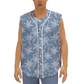 Floral Denim Jeans Pattern Print Sleeveless Baseball Jersey
