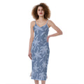 Floral Denim Jeans Pattern Print Slim Fit Midi Cami Dress