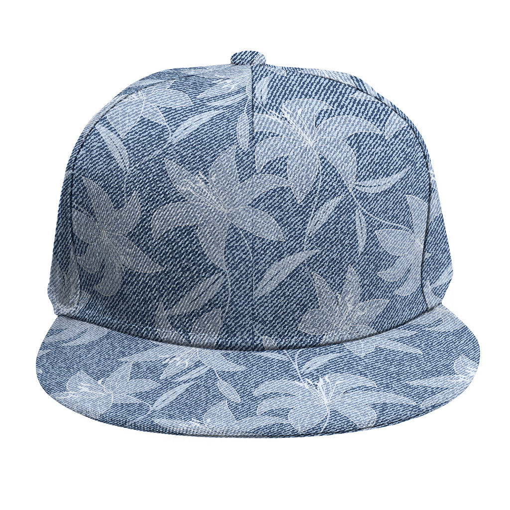 Floral Denim Jeans Pattern Print Snapback Cap