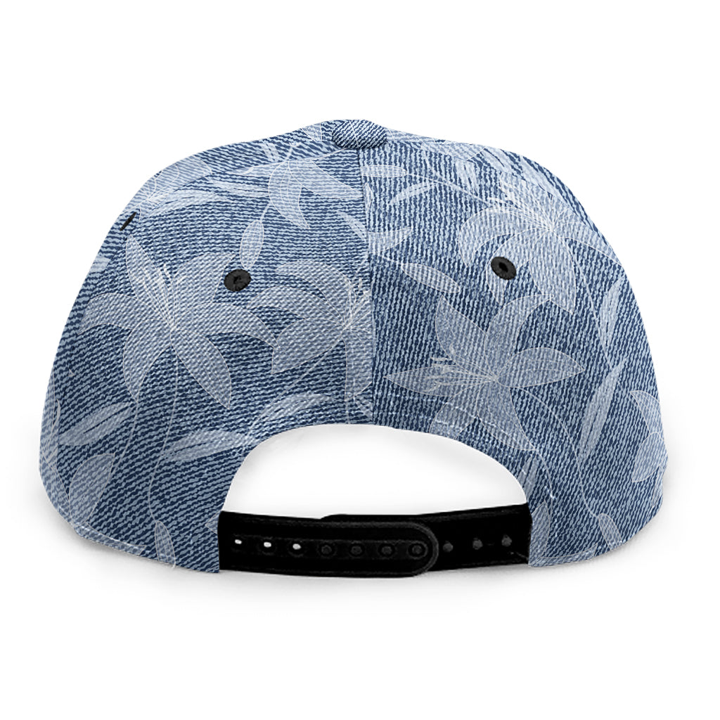 Floral Denim Jeans Pattern Print Snapback Cap