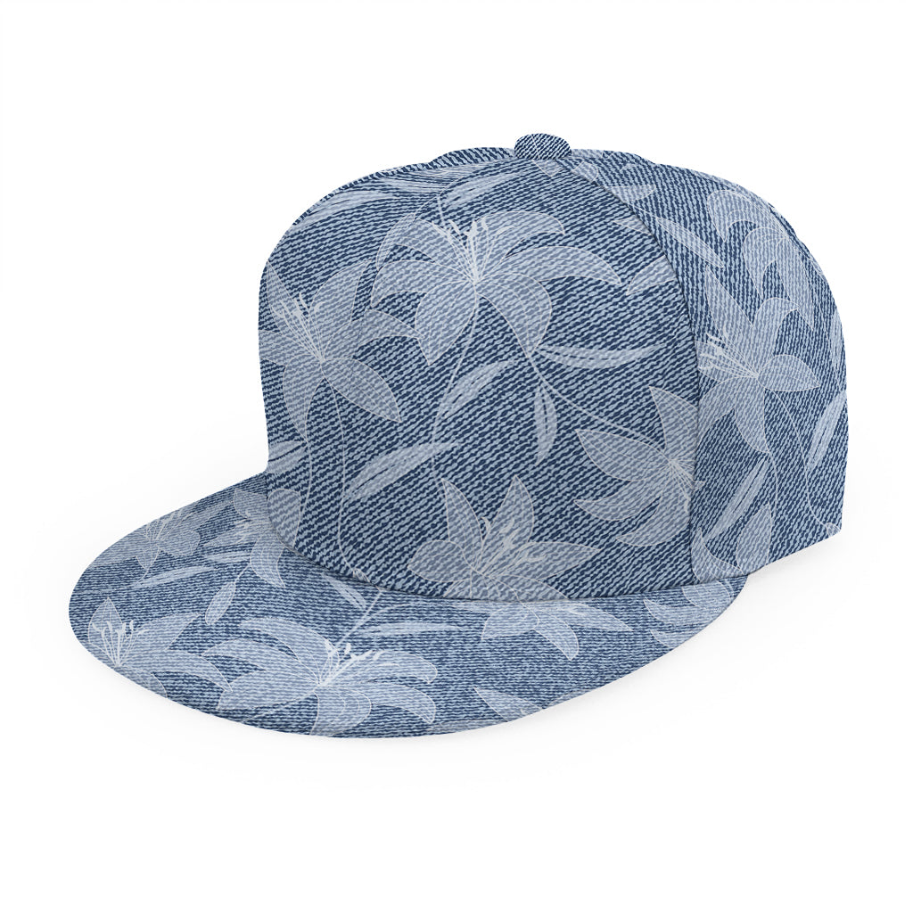 Floral Denim Jeans Pattern Print Snapback Cap