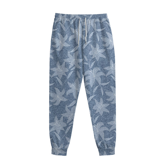Floral Denim Jeans Pattern Print Sweatpants