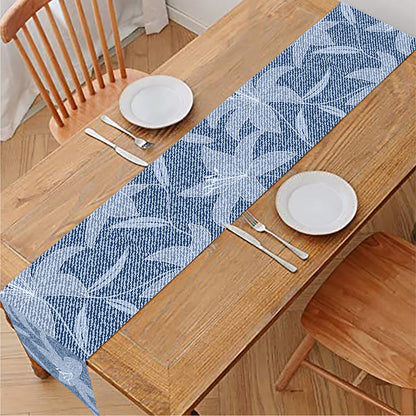 Floral Denim Jeans Pattern Print Table Runner