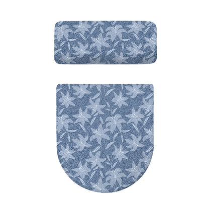 Floral Denim Jeans Pattern Print Toilet Lid And Tank Cover Set