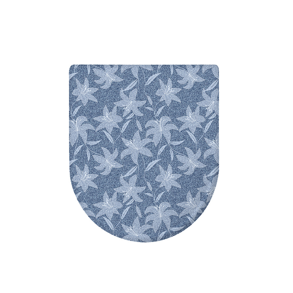Floral Denim Jeans Pattern Print Toilet Lid Cover