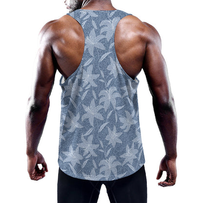 Floral Denim Jeans Pattern Print Training Tank Top