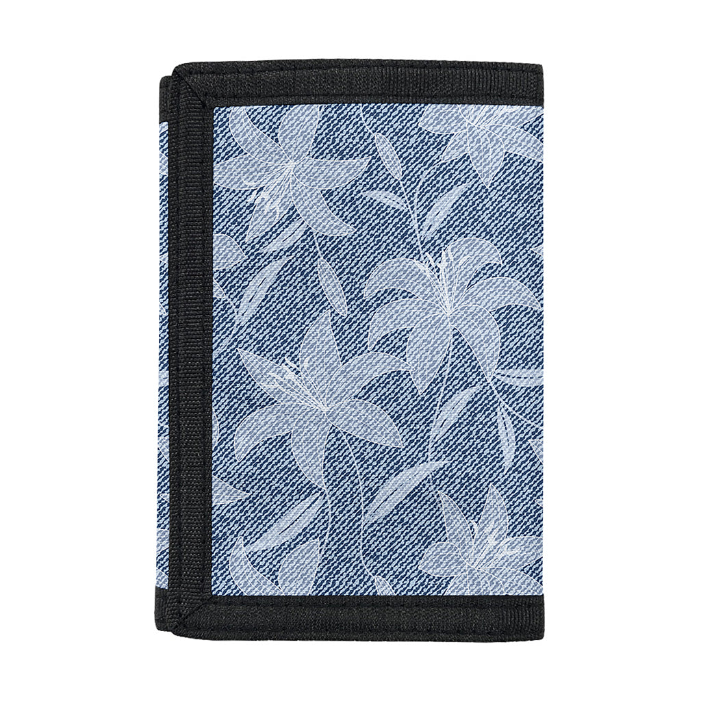 Floral Denim Jeans Pattern Print Trifold Wallet
