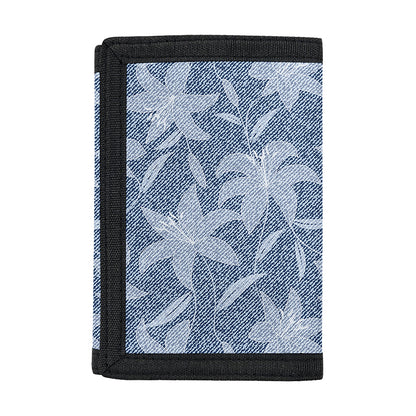 Floral Denim Jeans Pattern Print Trifold Wallet