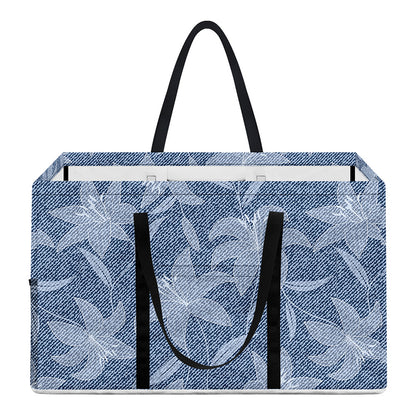 Floral Denim Jeans Pattern Print Utility Tote Bag