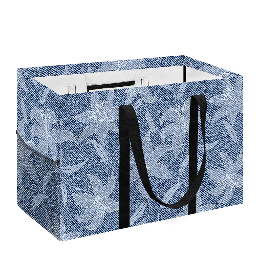 Floral Denim Jeans Pattern Print Utility Tote Bag