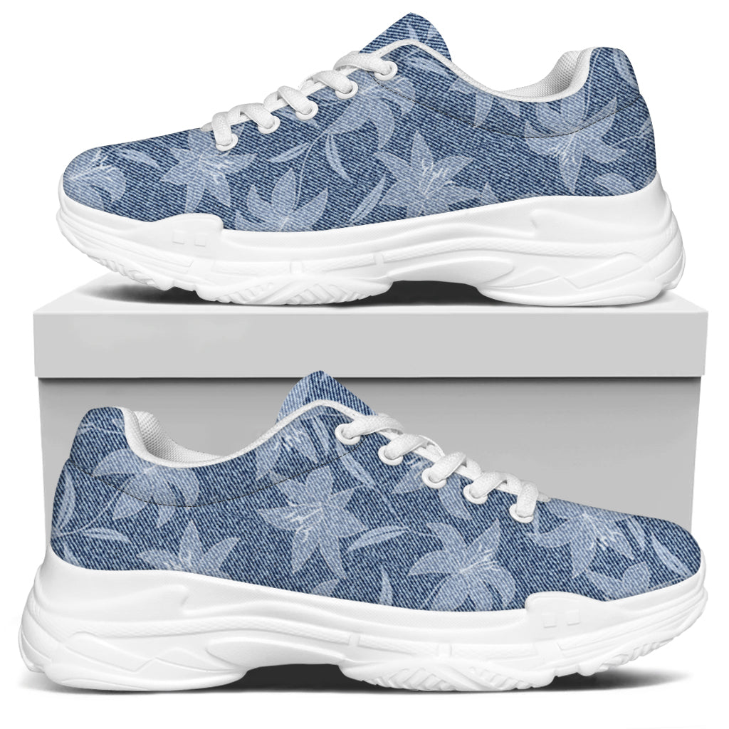 Floral Denim Jeans Pattern Print White Chunky Shoes