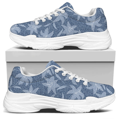 Floral Denim Jeans Pattern Print White Chunky Shoes