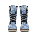 Floral Denim Jeans Pattern Print Winter Boots