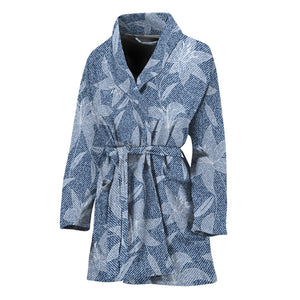 Floral Denim Jeans Pattern Print Women's Bathrobe