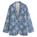 Floral Denim Jeans Pattern Print Women's Blazer