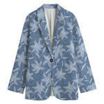 Floral Denim Jeans Pattern Print Women's Blazer
