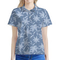 Floral Denim Jeans Pattern Print Women's Polo Shirt