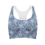 Floral Denim Jeans Pattern Print Women's Sports Bra