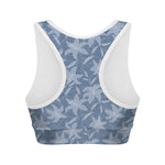 Floral Denim Jeans Pattern Print Women's Sports Bra
