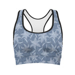 Floral Denim Jeans Pattern Print Women's Sports Bra