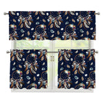 Floral Dream Catcher Pattern Print 3 Piece Kitchen Curtains