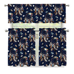 Floral Dream Catcher Pattern Print 3 Piece Kitchen Curtains
